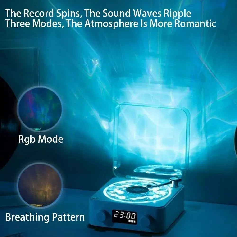 Retro Turntable Speaker with White Noise Wireless Bluetooth connection with Stereo Sound and RGB Projection Lamp Effect