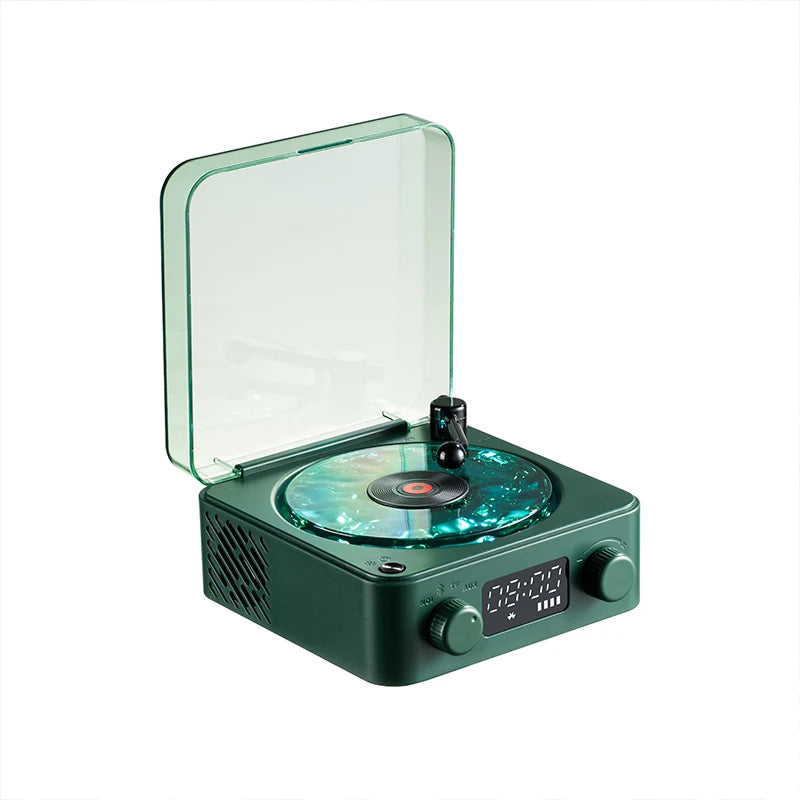 Retro Turntable Speaker with White Noise Wireless Bluetooth connection with Stereo Sound and RGB Projection Lamp Effect